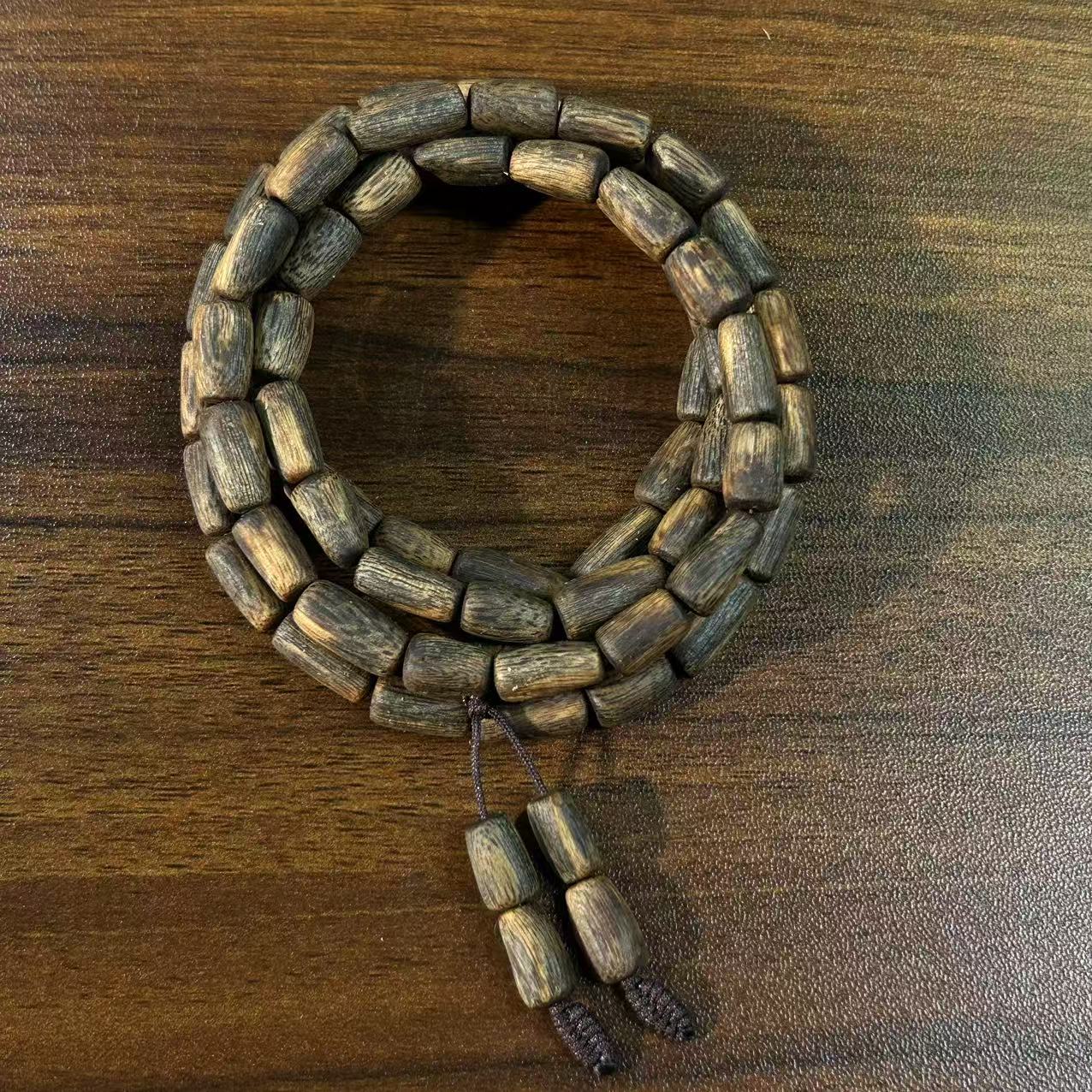 H16【奇楠-树心-老料】7mm多圈随型桶珠19.9g沉香手串