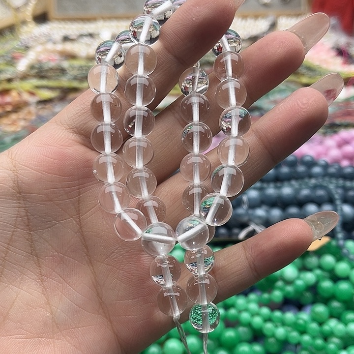 玛瑙/玉髓珠宝半成品未镶嵌一条10mm左右白水晶珠