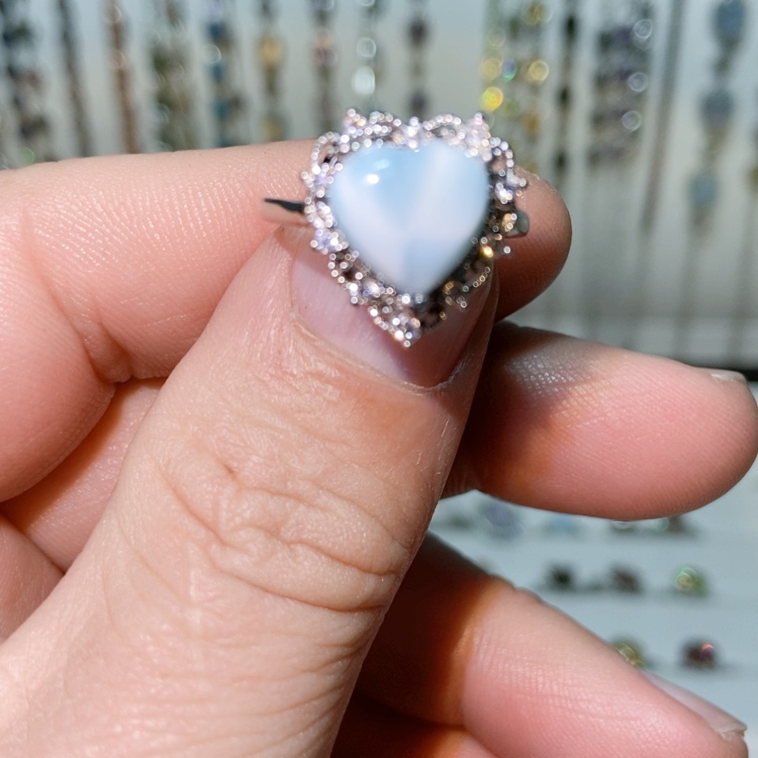 绿水晶戒指银S925镶嵌