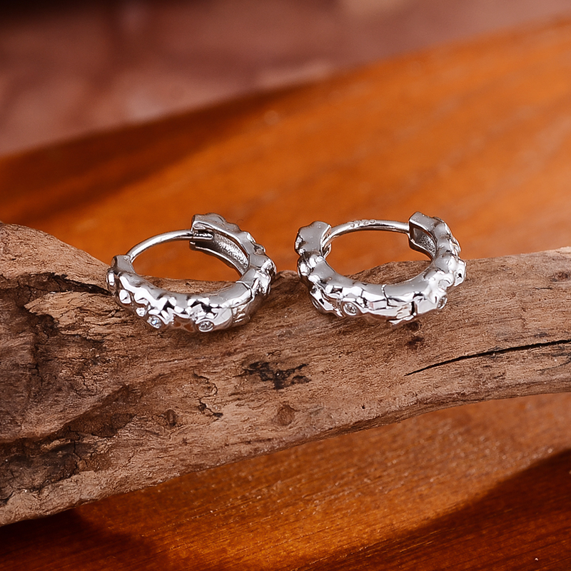 925银合成锆石耳饰 【锡纸镶嵌】锡纸面设计镶嵌925银耳扣