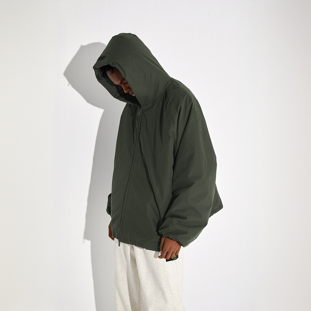 ss23后背logo休闲宽松纯色棉衣拉链连帽棉服外套