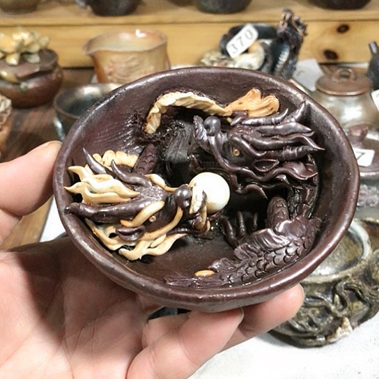 瓷片9****9双龙戏珠的杯子