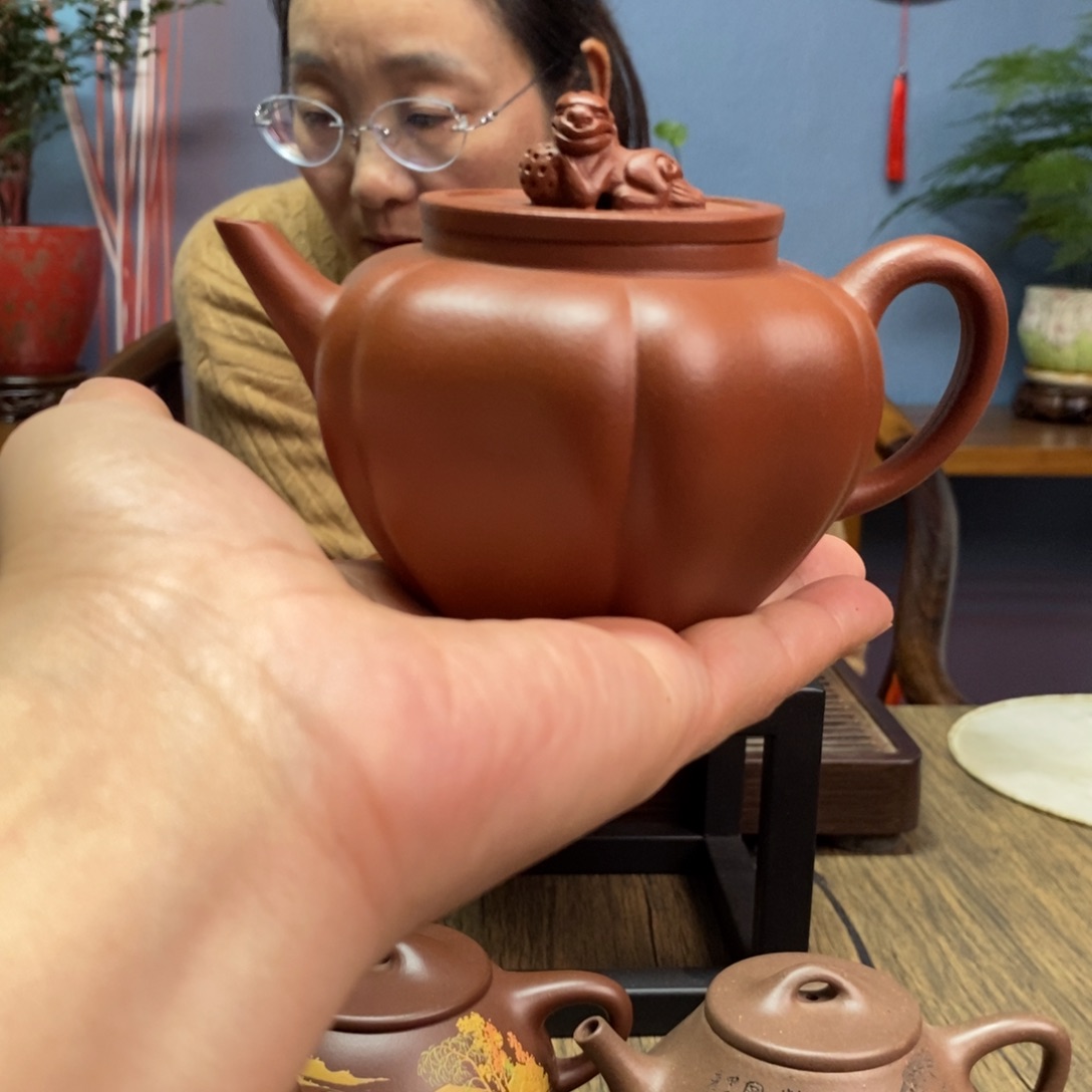 红泥茶壶上****4老红泥狮球