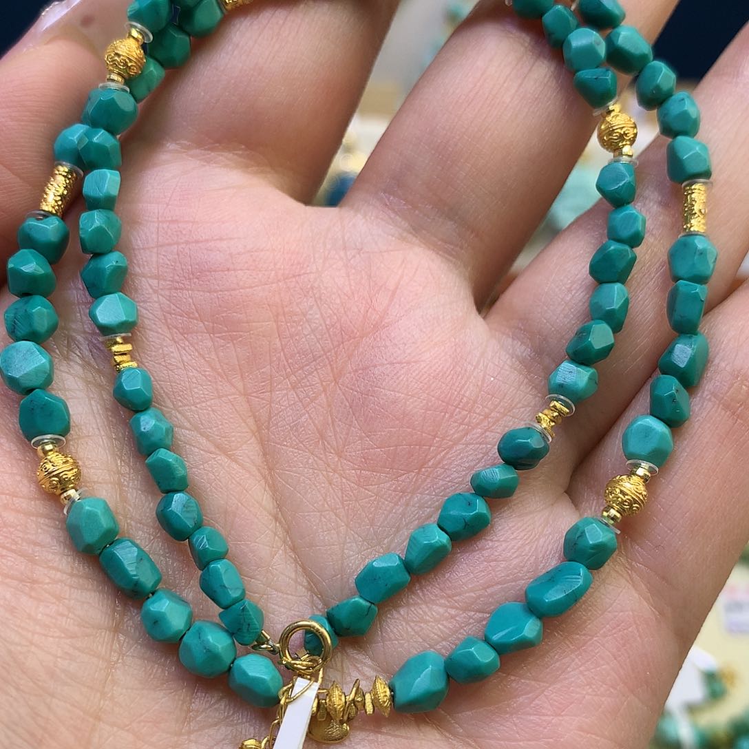 绿松石18K金镶嵌项链