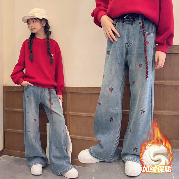 裤子百搭冬季樱桃女童中大童