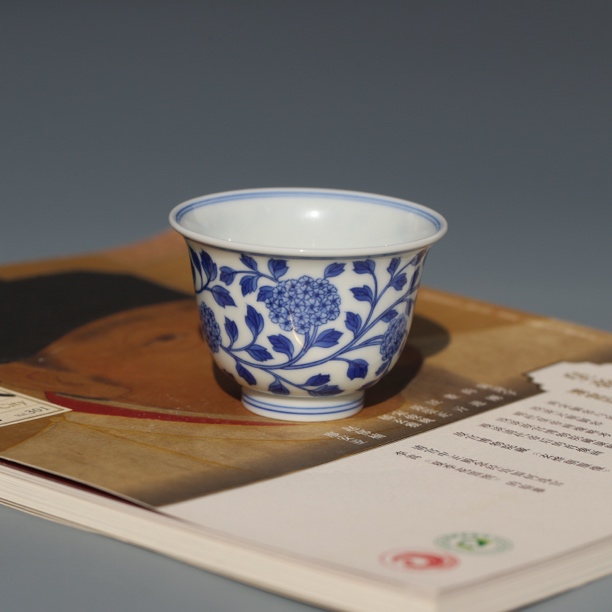 景德镇春风祥玉 青花绣球花铃铛杯 阿贵茶庄