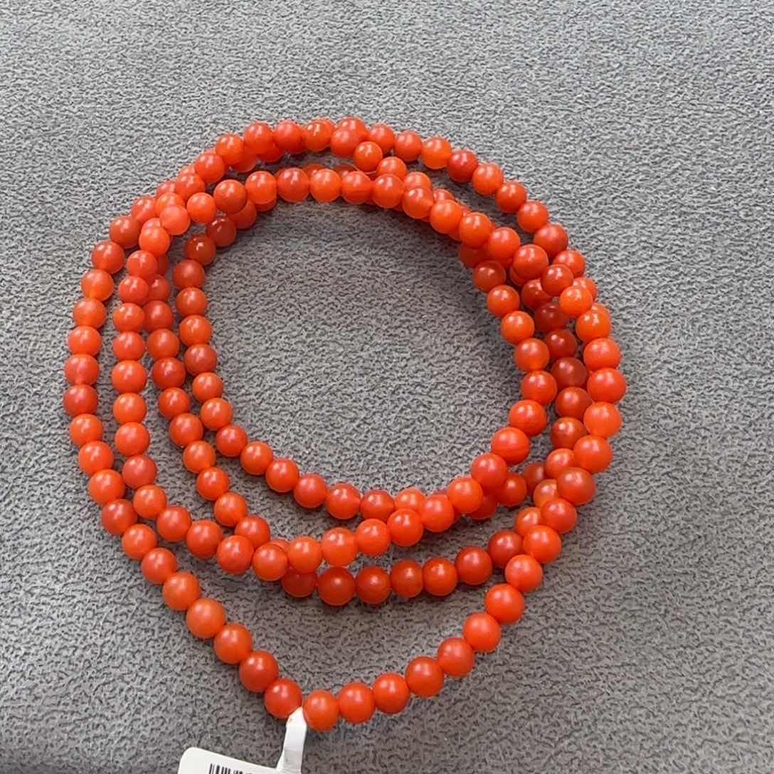 南红玛瑙手串未镶嵌大水沟满色肉4mm多圈