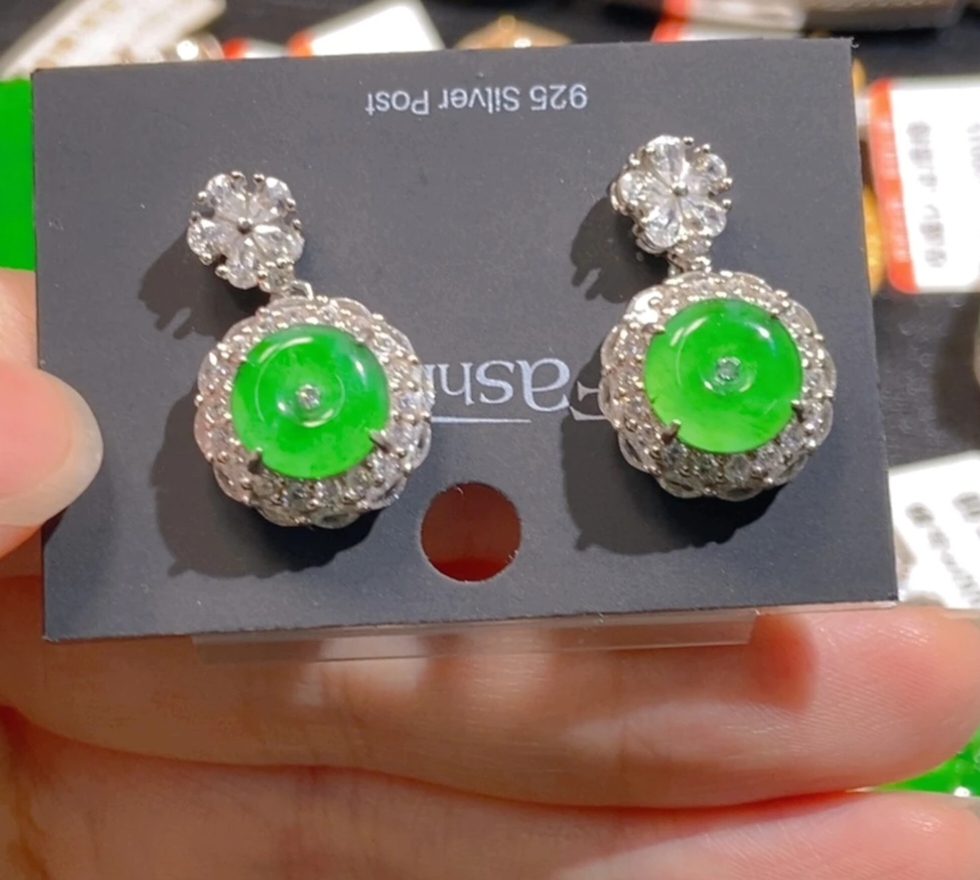 天然a货翡翠平安扣耳坠