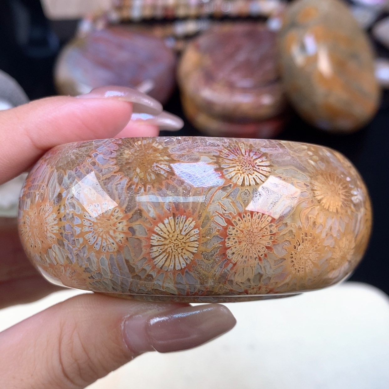 【闪购商品】颈饰未镶嵌硅化珊瑚（珊瑚玉）镯饼可做58以下手围 32号