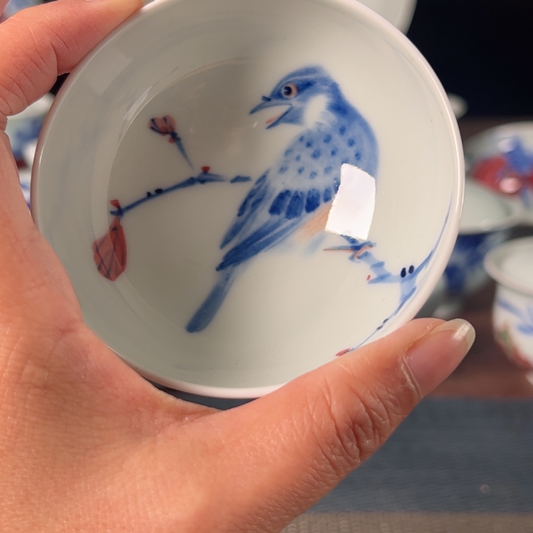 杯可*原矿青花釉里红瓷器