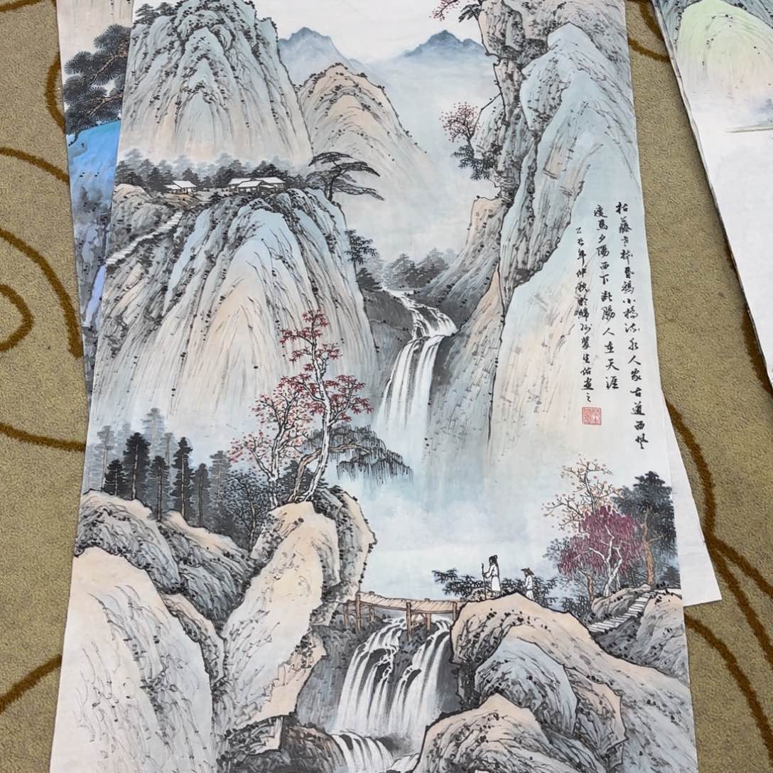 沧***笑国画蒙生佑四尺山水艺