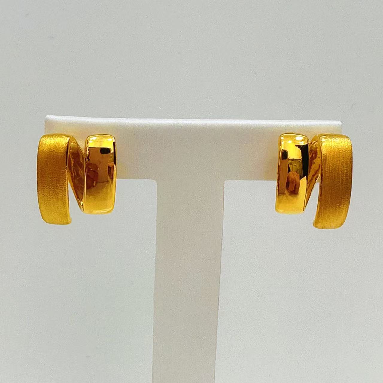 足金999几何INS风耳饰89