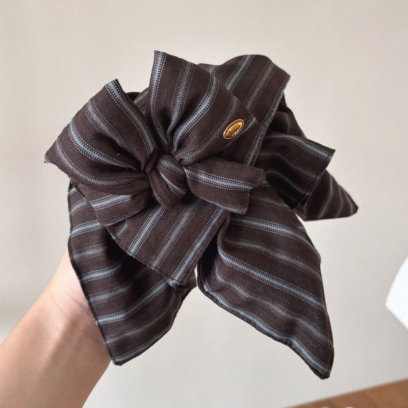 韩国条纹布艺蝴蝶结裙摆马尾夹新款饱满后脑勺高级感扎高马尾发夹