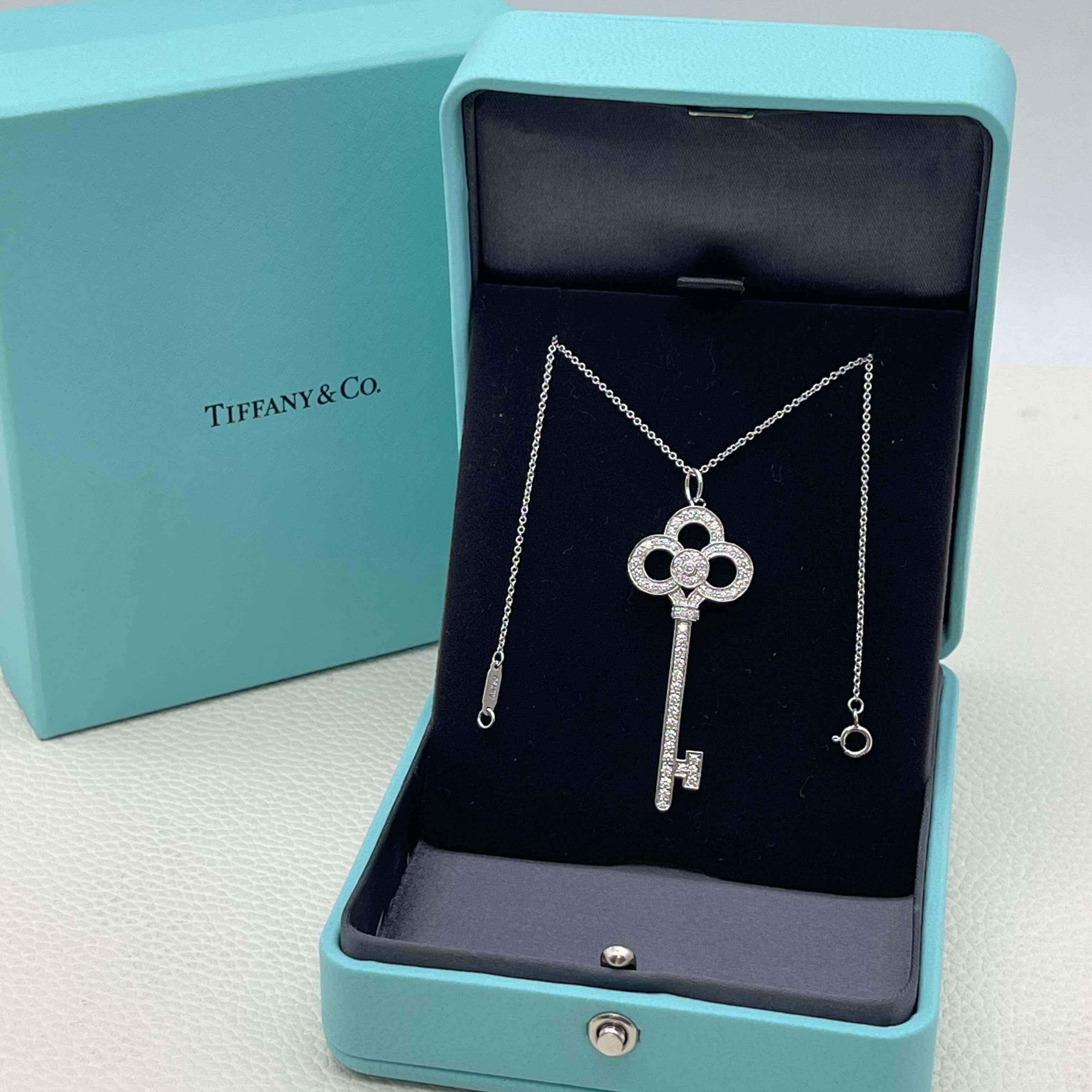 未使用 Tiffany & Co./蒂芙尼 Keys系列 满钻 皇冠钥匙 铂金 项链