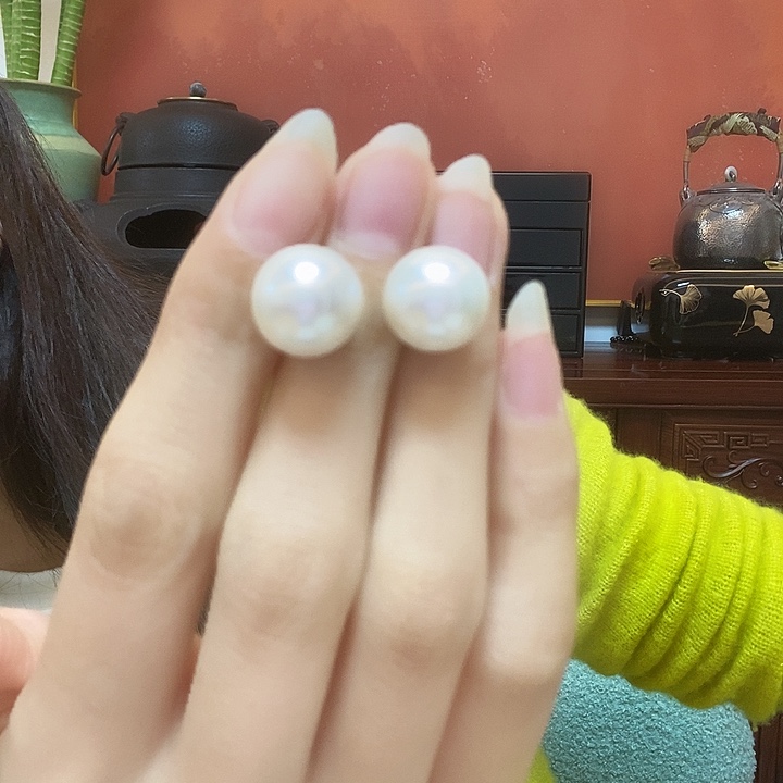 耳饰银S925镶嵌淡水珍珠简单