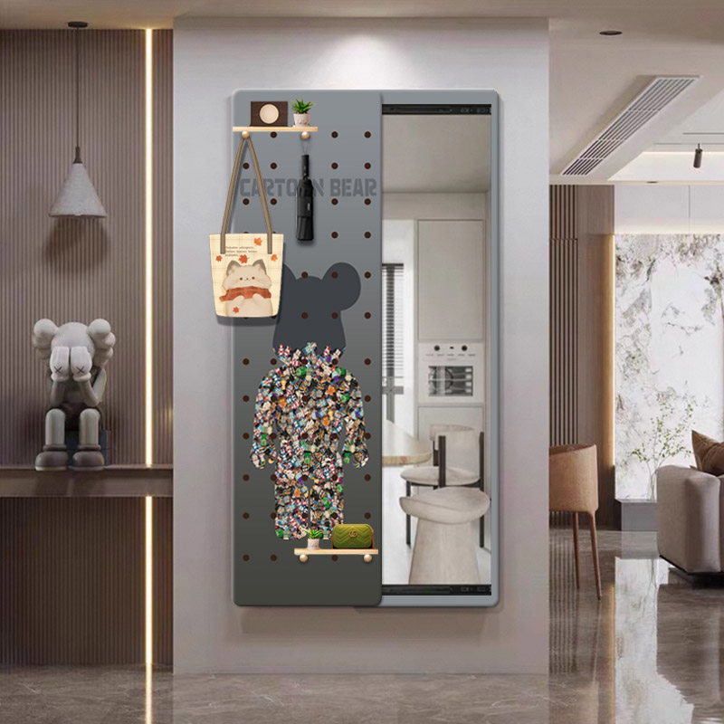 AN-003小熊潮流推拉全身镜隐藏式入户玄关装饰画穿衣镜画捡漏1