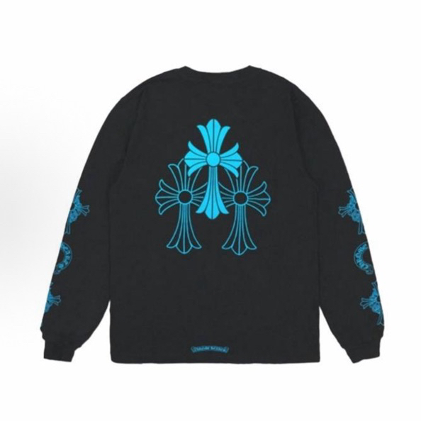 99新 Chrome Hearts/克罗心 蓝色三十字长袖 L码/98新