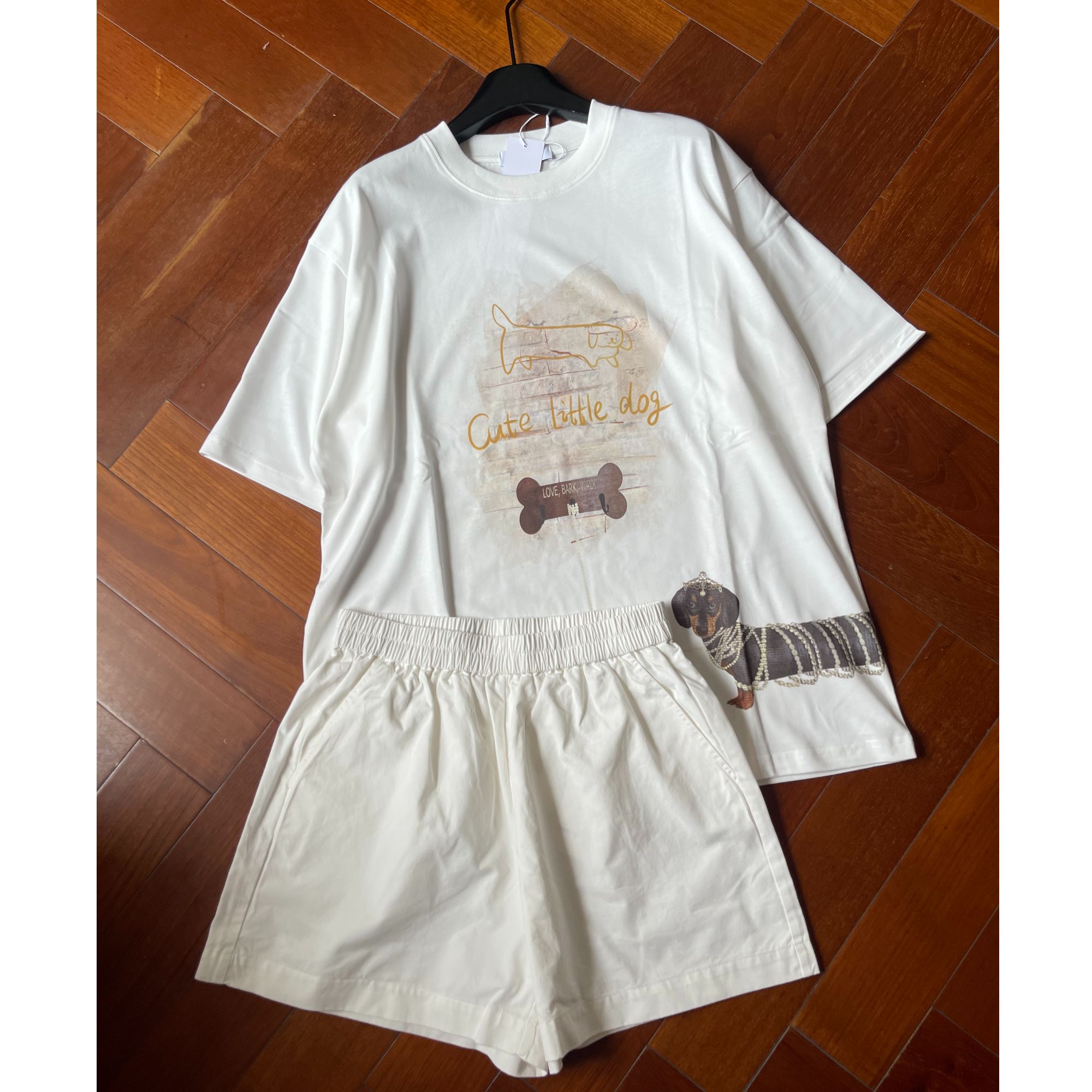 【影子】腊肠狗狗卡通大版显瘦潮流时尚休闲百搭宽松夏季短袖T恤