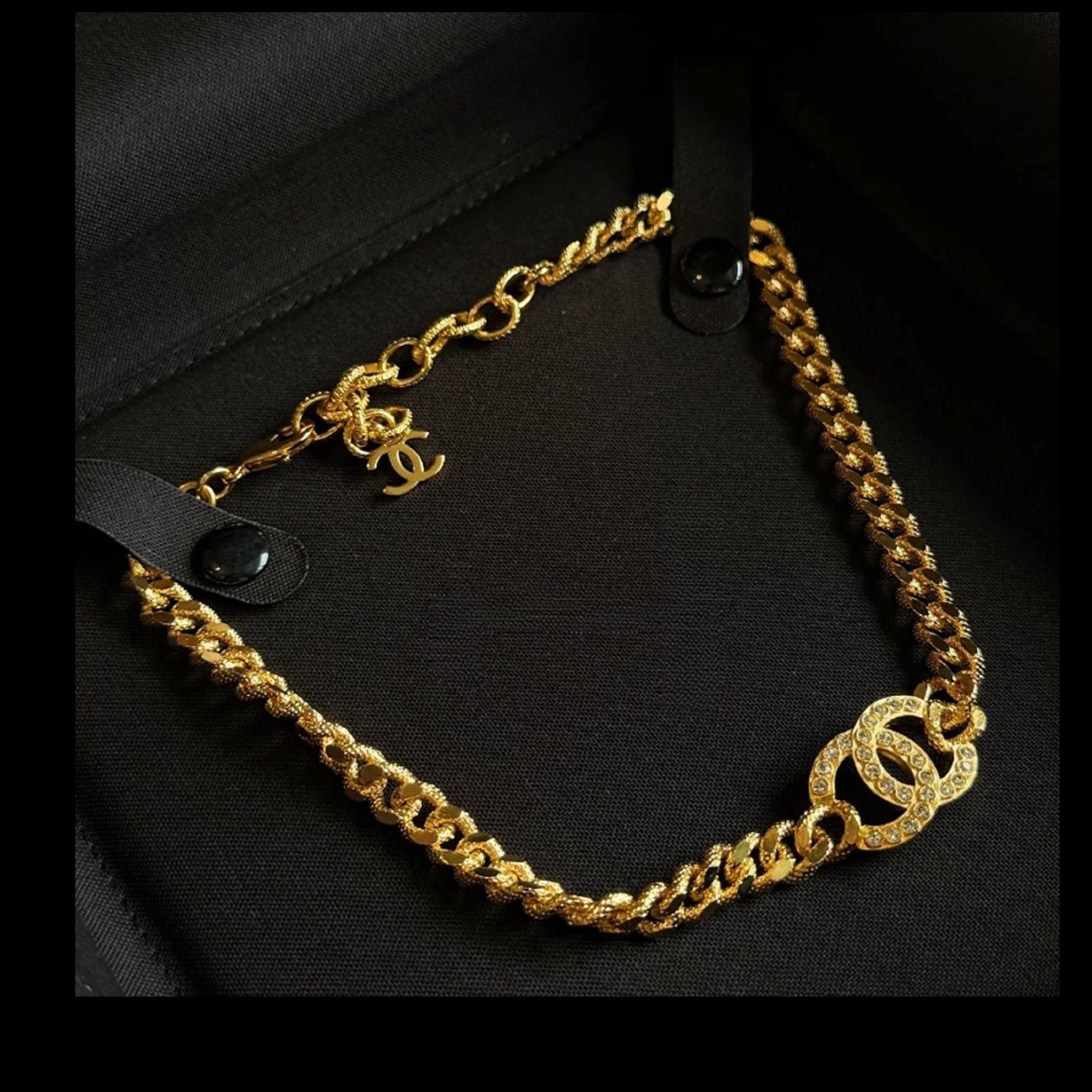 未使用 Chanel/香奈儿 权志龙同款金色满钻双C颈链/奢品