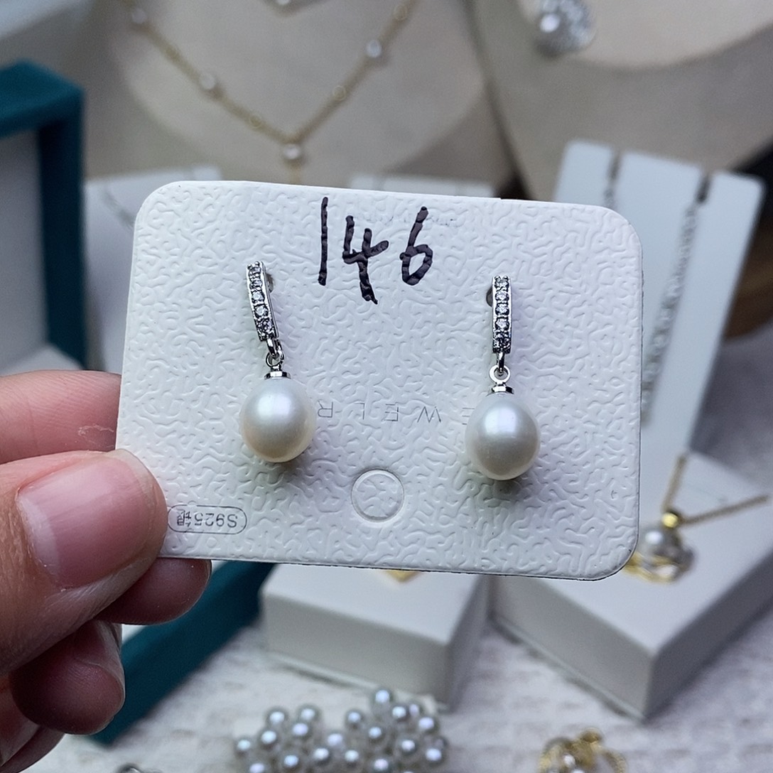 淡水珍珠耳饰银S925镶嵌