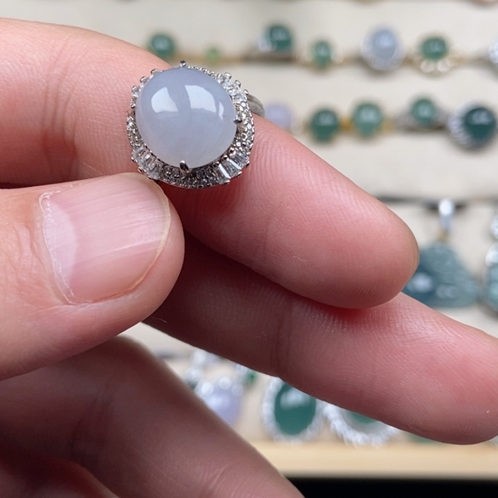 翡翠银S925镶嵌戒指