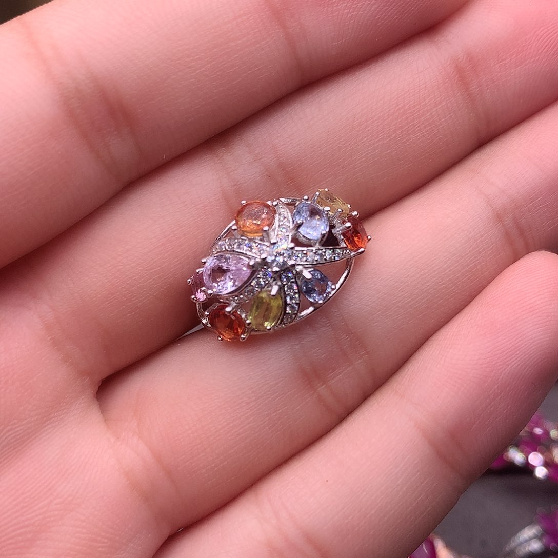 蓝宝石戒指银S925镶嵌