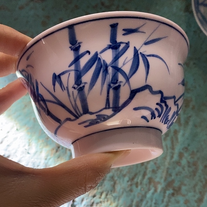 摆件陶4.5寸红稀土竹子碗