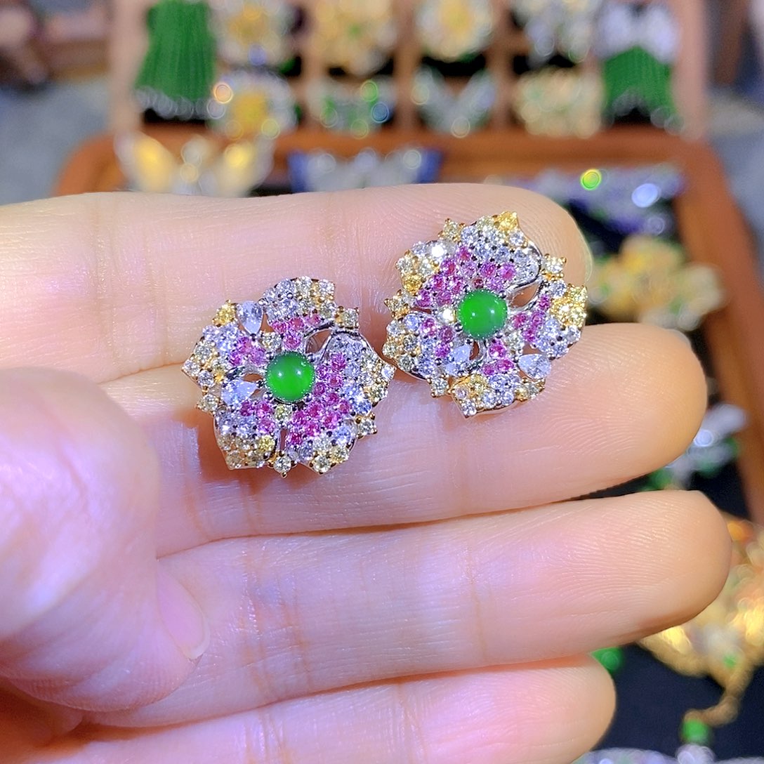 吊坠(不含链)银S925镶嵌翡翠