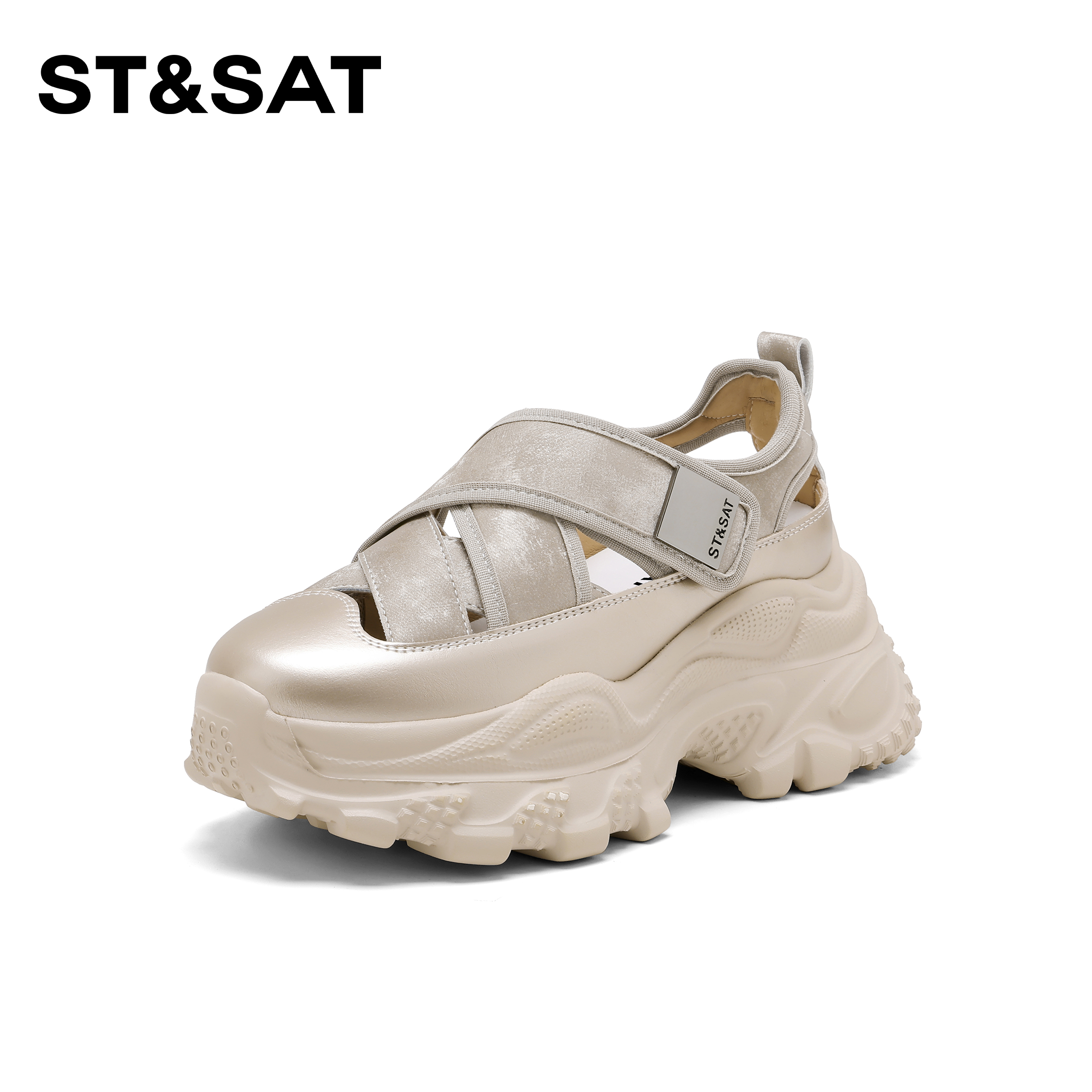 St&Sat/星期六时尚百搭厚底老爹鞋2025新款潮流镂空运动女增高