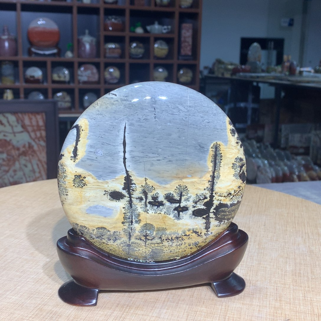 紫砂花瓶广西国画石，观赏收藏