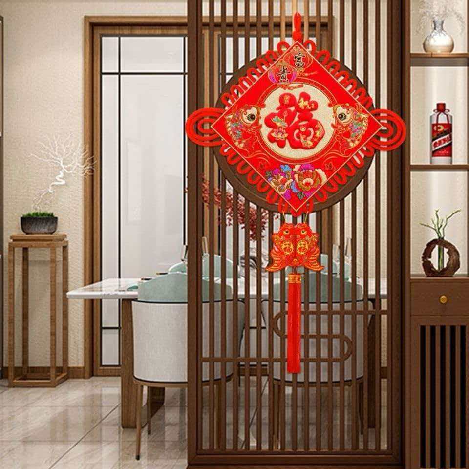 【经典款】中国结客厅电视沙发背景墙三件套装大号100*45大中国结