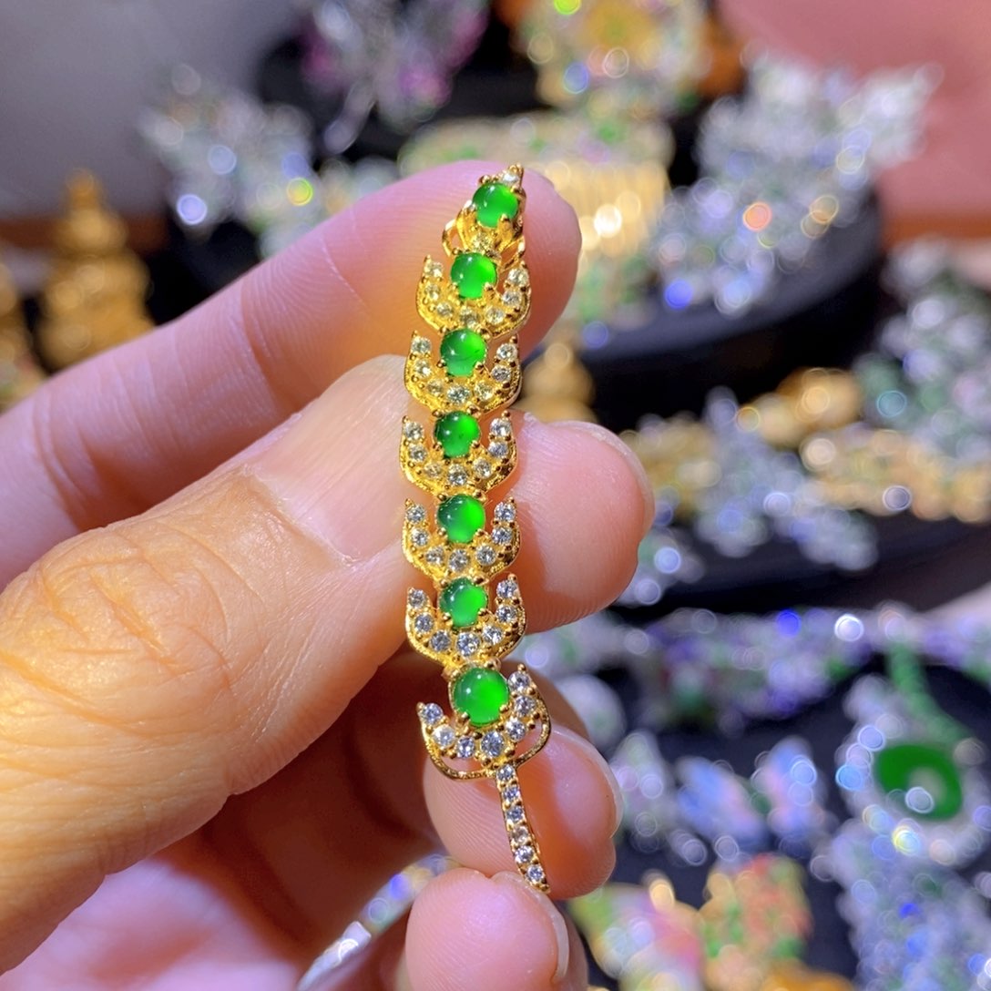 翡翠银S925镶嵌项圈天然翡翠
