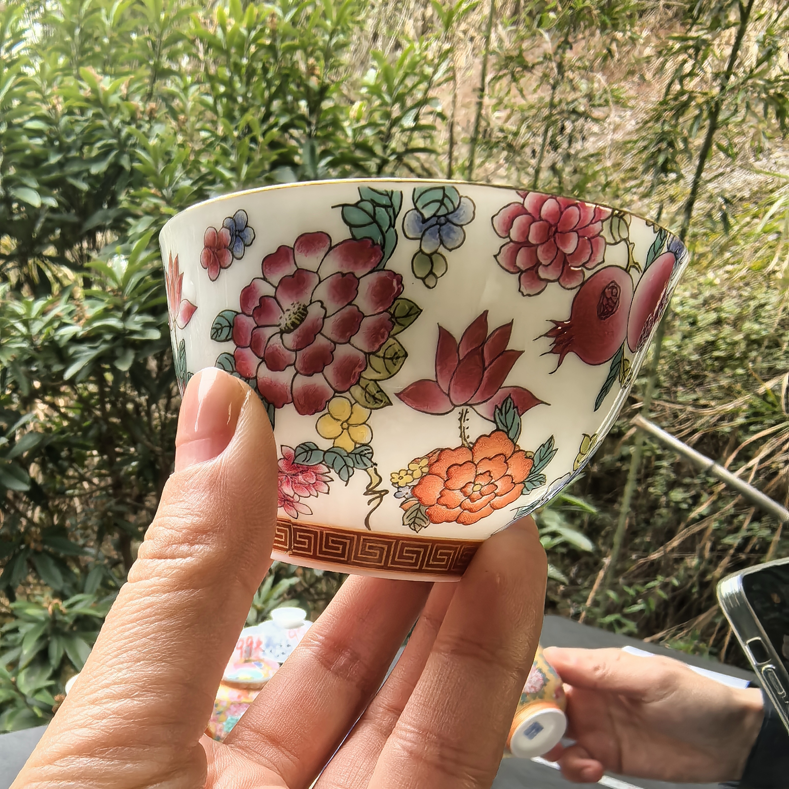 白色万花茶具单杯