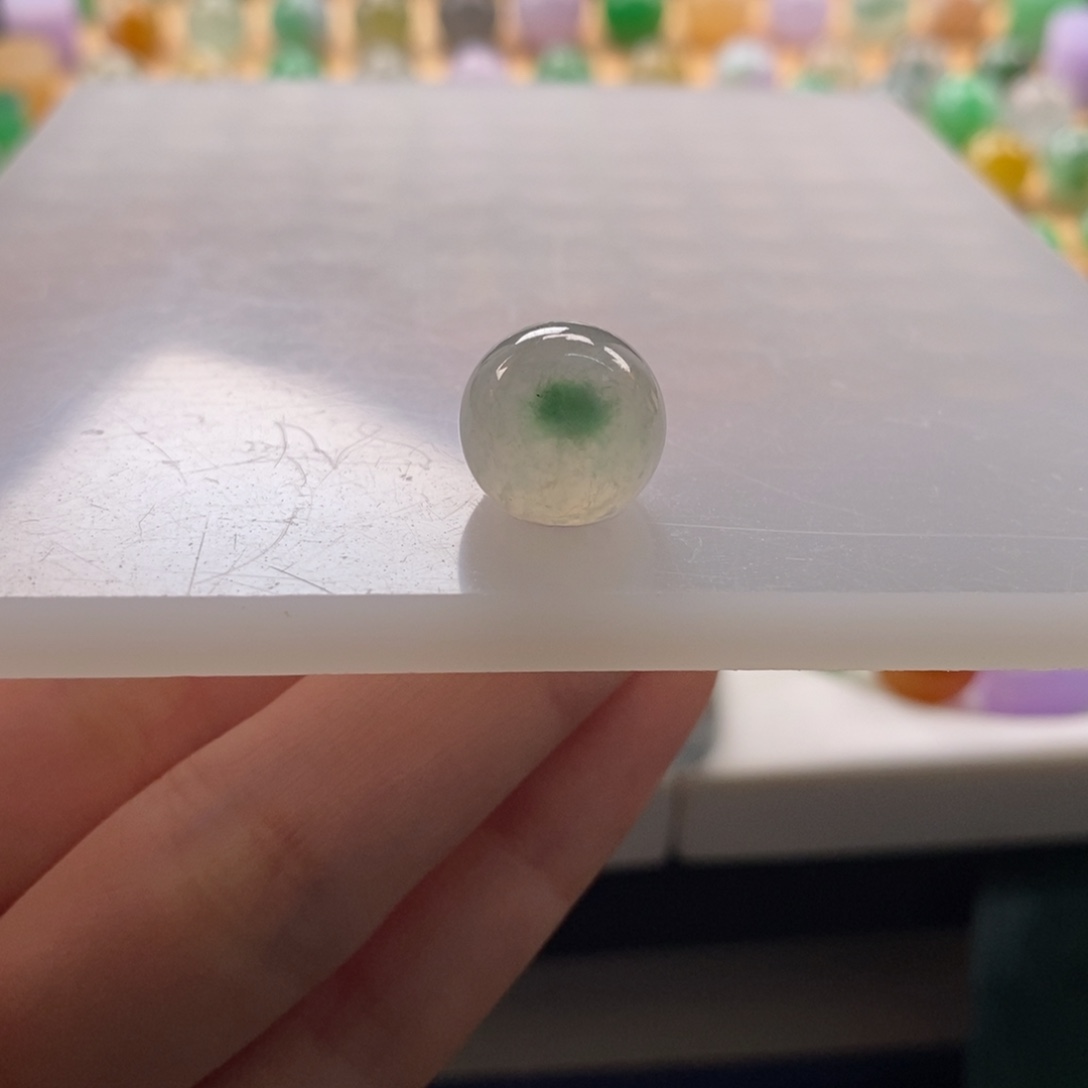 翡翠未镶嵌颈饰冰咖飘绿花特色圆珠卡12