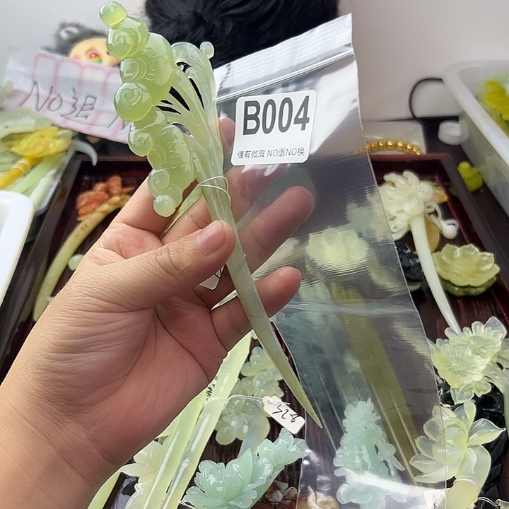 零***情蛇纹石玉合金发饰