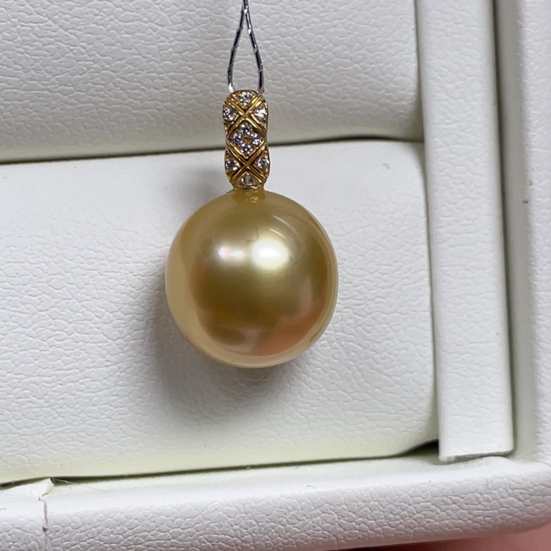 海水珍珠吊坠(不含链)18K金镶嵌11.5mm