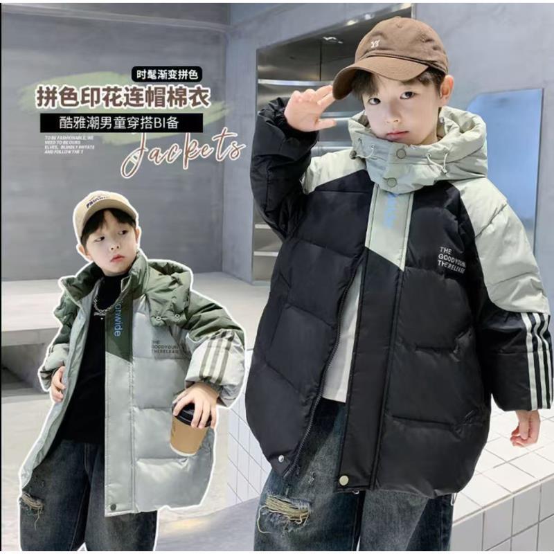 200905童装男童棉衣外套2025冬韩版洋气潮酷时尚加棉棉服连帽外套