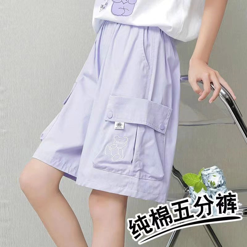 【陈思晨】女童短裤夏季薄款五分裤儿童宽松工装裤2025新款百搭裤子