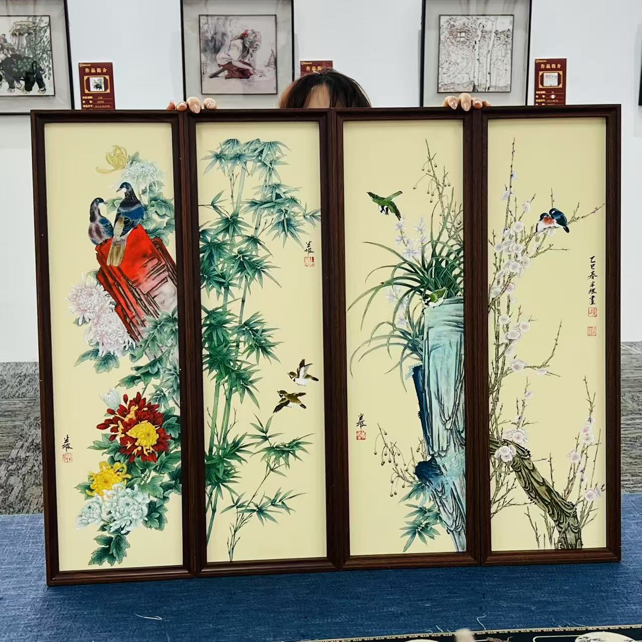 23*73//工笔梅兰竹菊//周作光（带框）