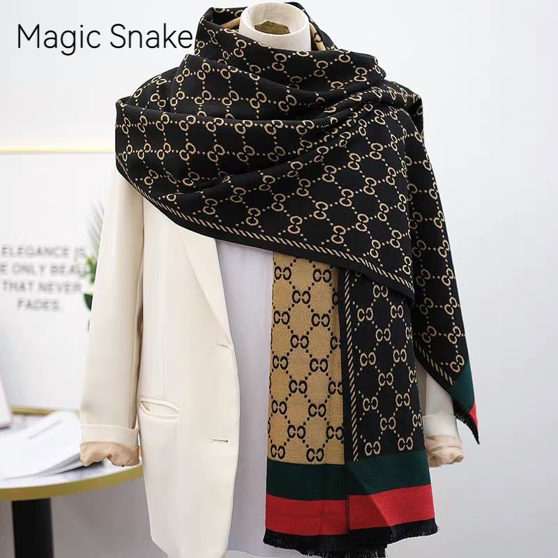 Magic Snake羊绒围巾双面女色保暖披肩加厚长围脖高级感时尚百搭