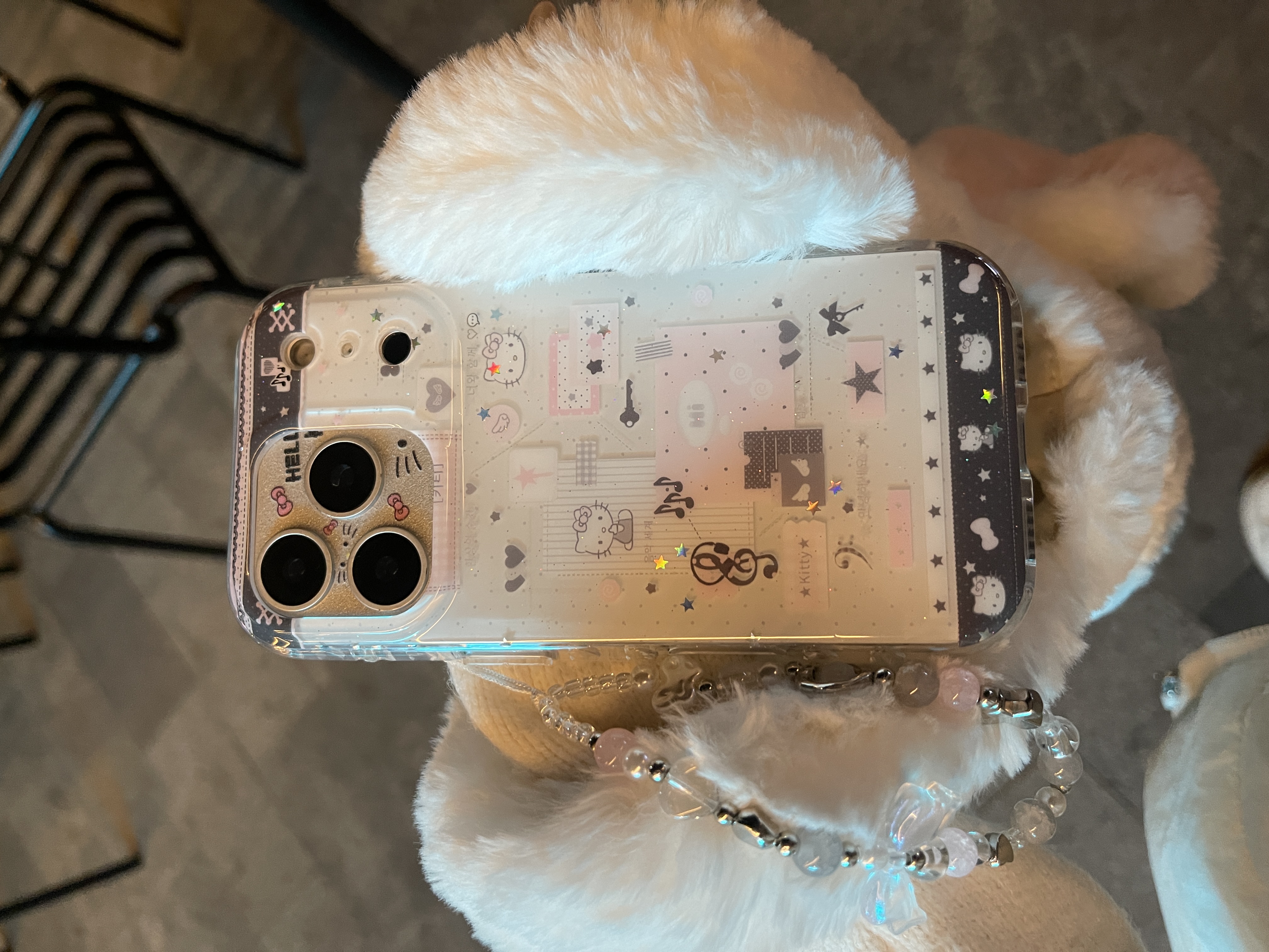 卡通可爱音符闪粉Kitty双层IMD苹果17promax手机壳iPhone16防摔15