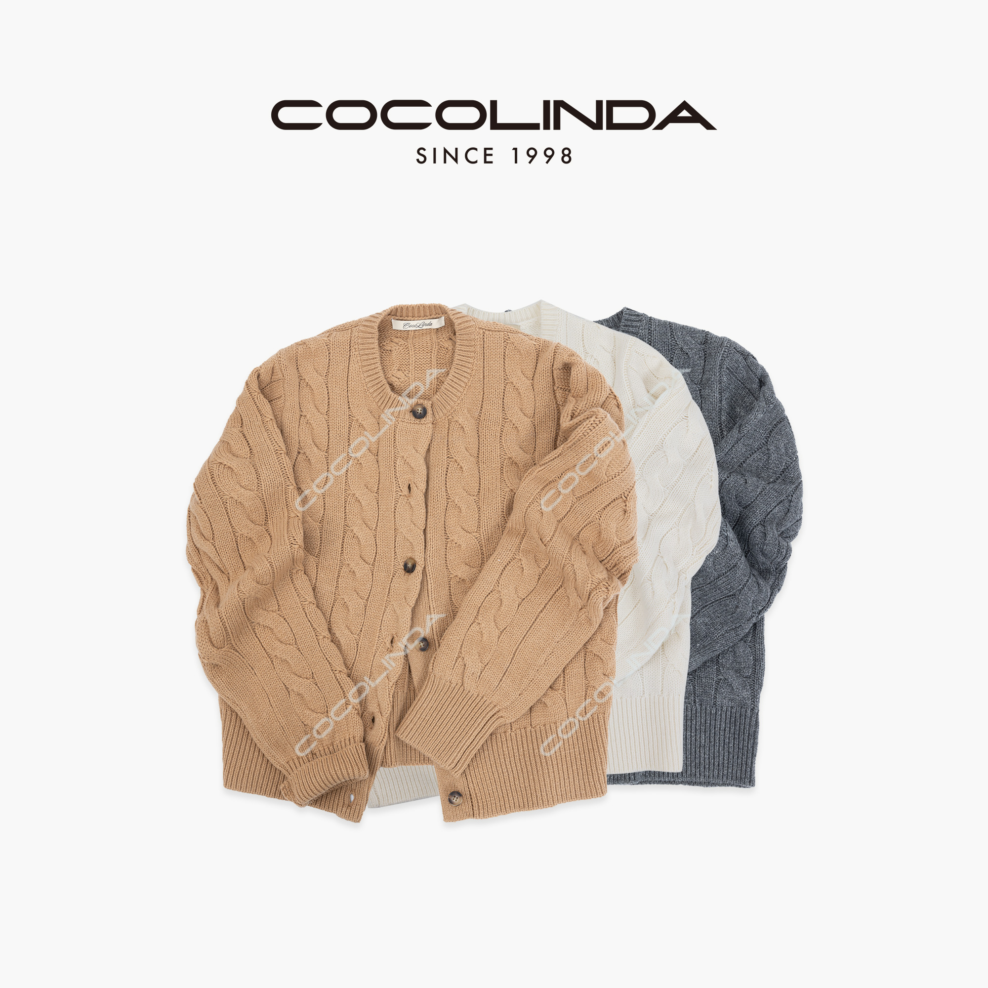 COCOLINDA  | 拉夫风 绵羊毛5针粗棒针工艺 复古圆领毛衣S5384