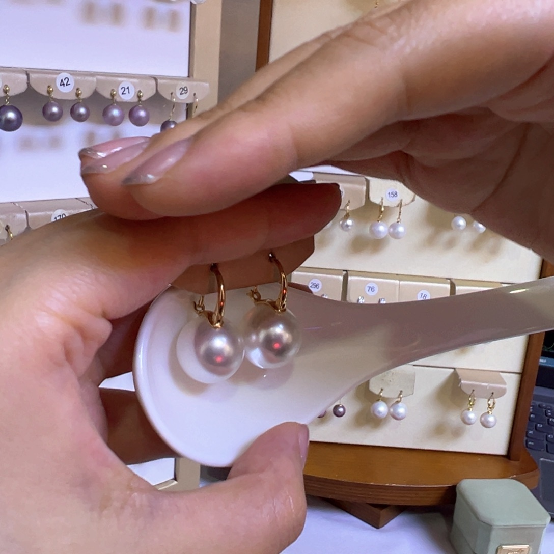 银S925镶嵌淡水珍珠耳饰