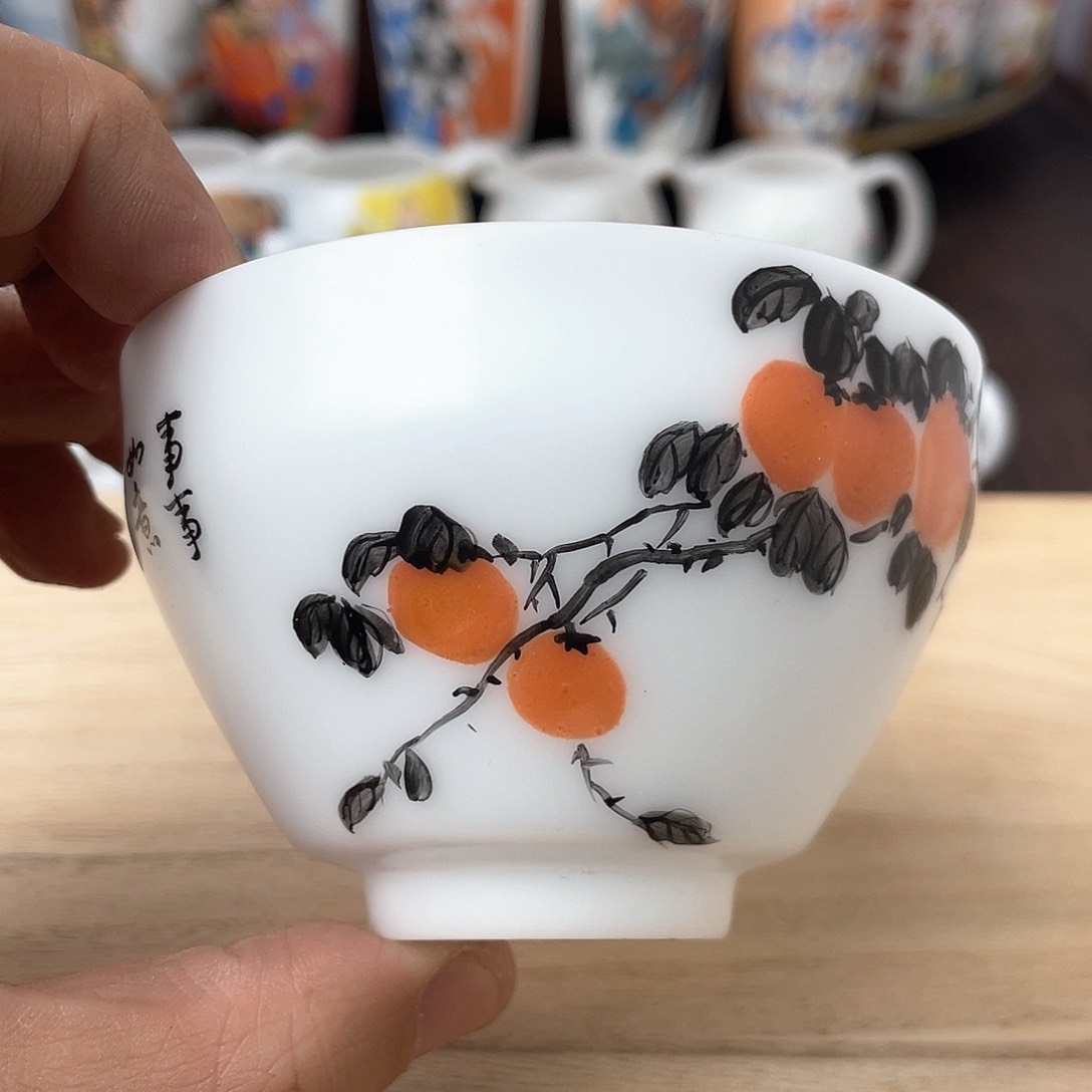 冰种素烧手绘主人杯