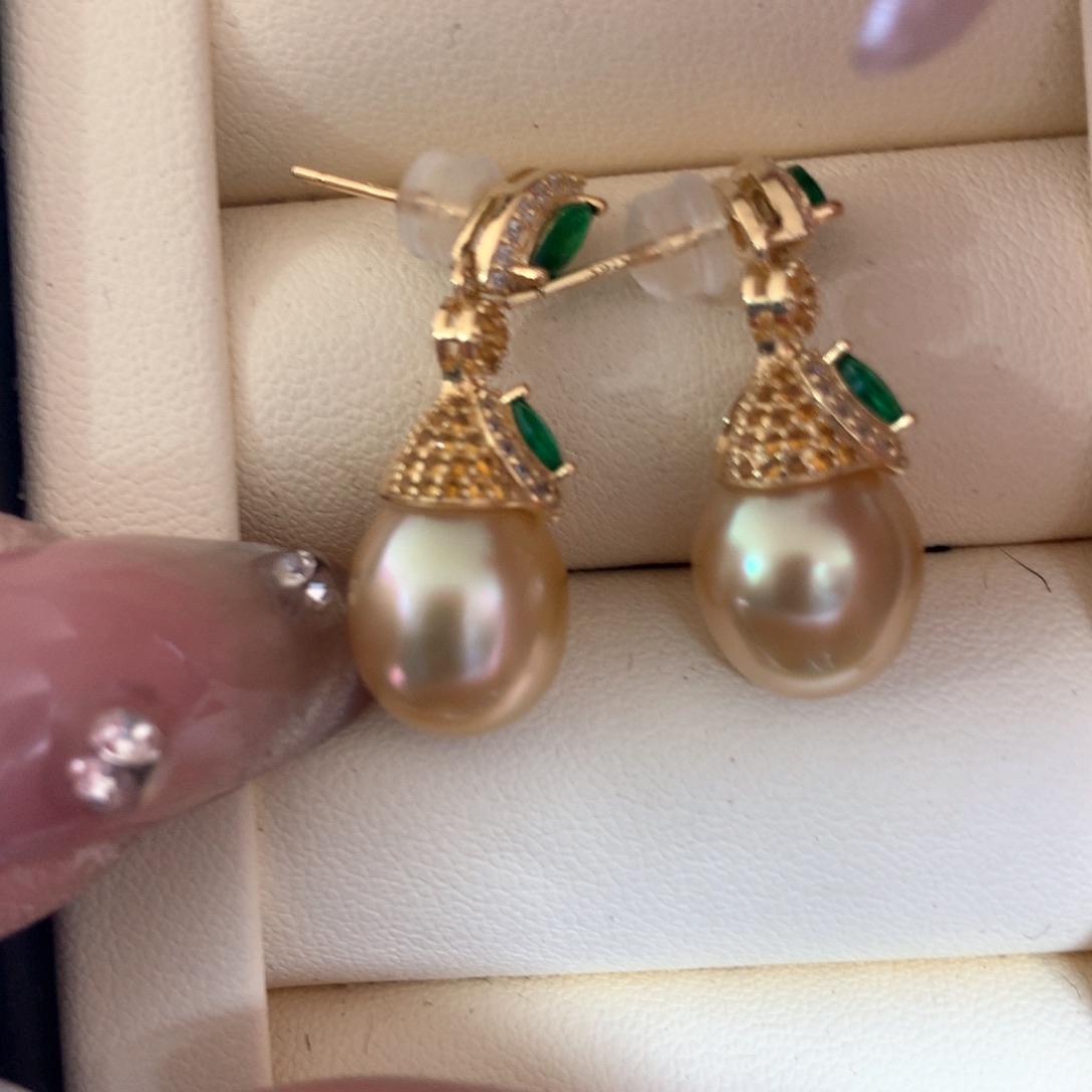 海水珍珠耳饰银S925镶嵌