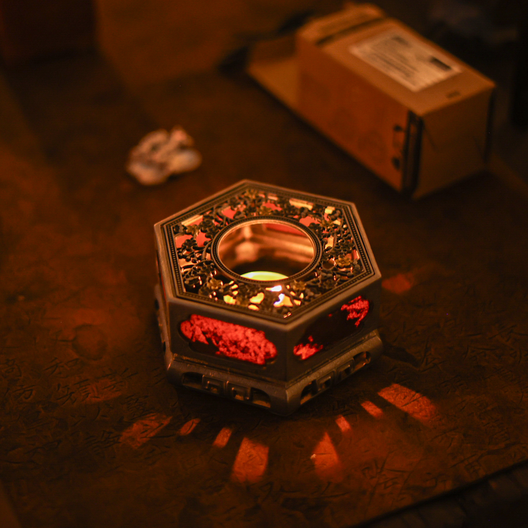 【福器】梅花温茶器 烤茶炉围炉煮茶器锡制岩石温茶器炒茶醒茶炉