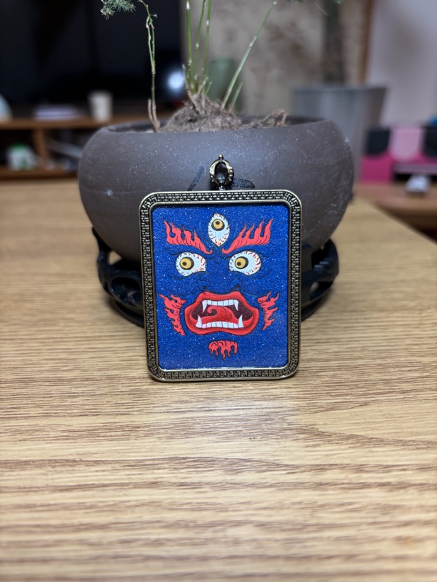 纯手工绘画唐卡黑c眼卡