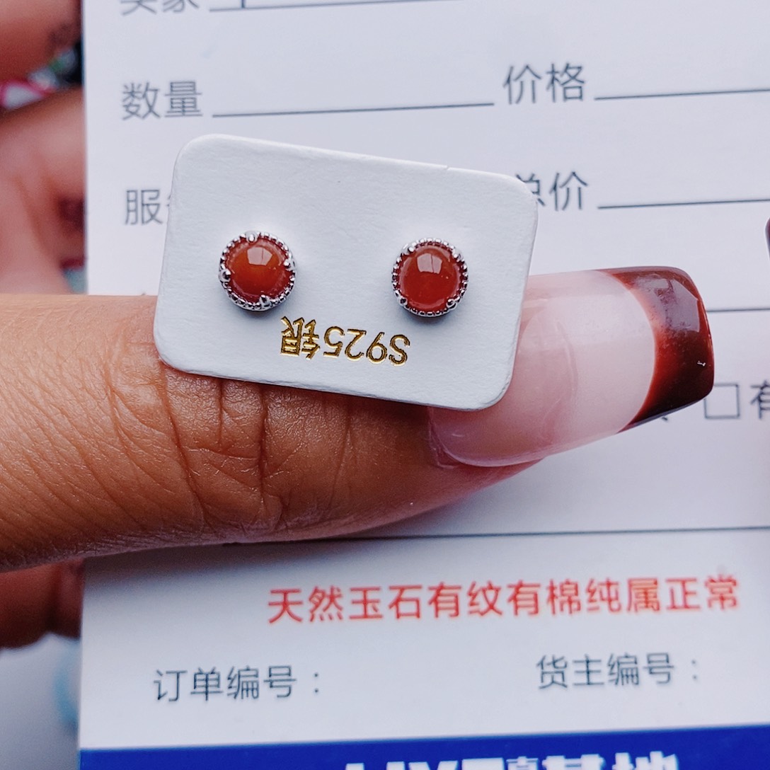 翡翠戒指银S925镶嵌耳饰