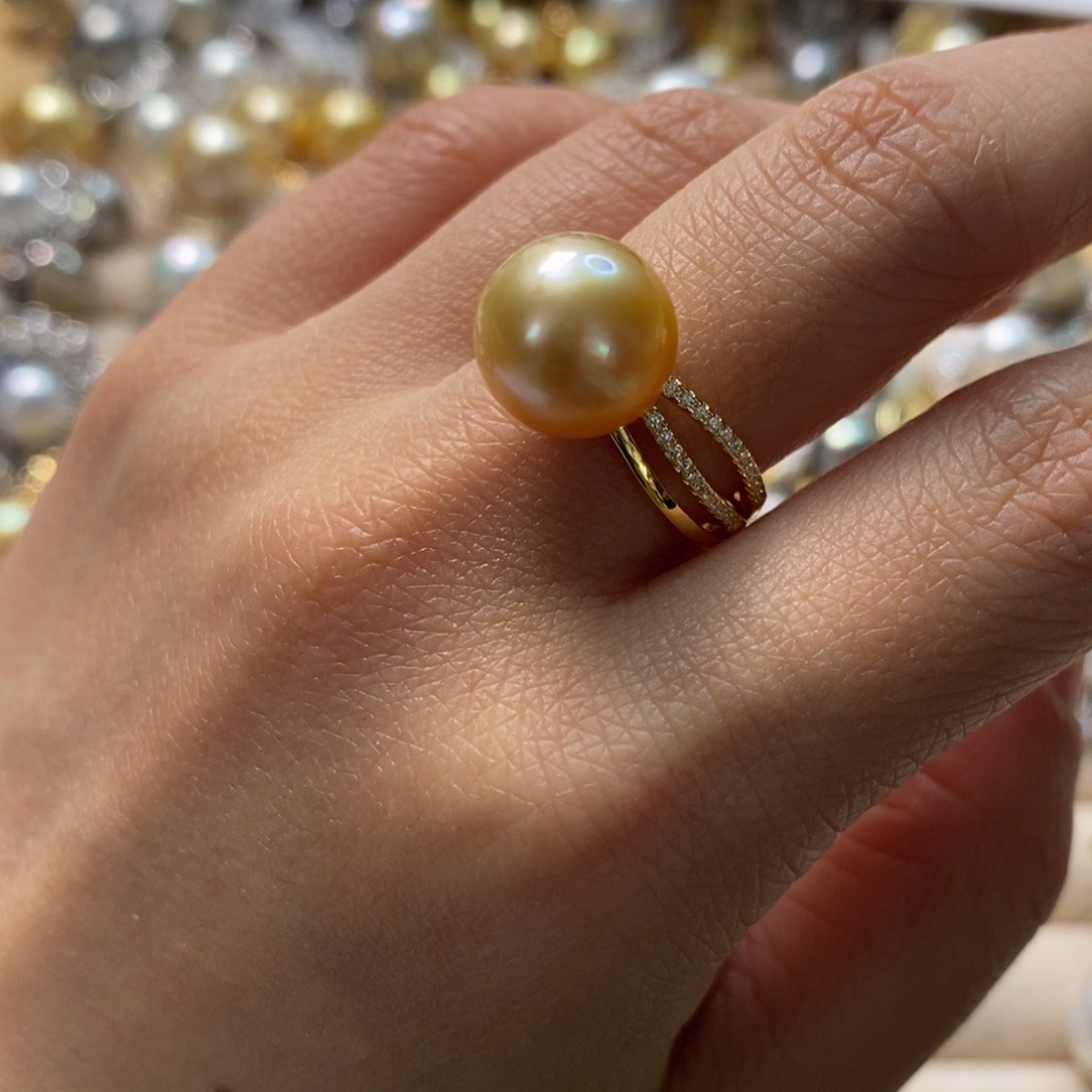 海水珍珠戒圈银S925镶嵌