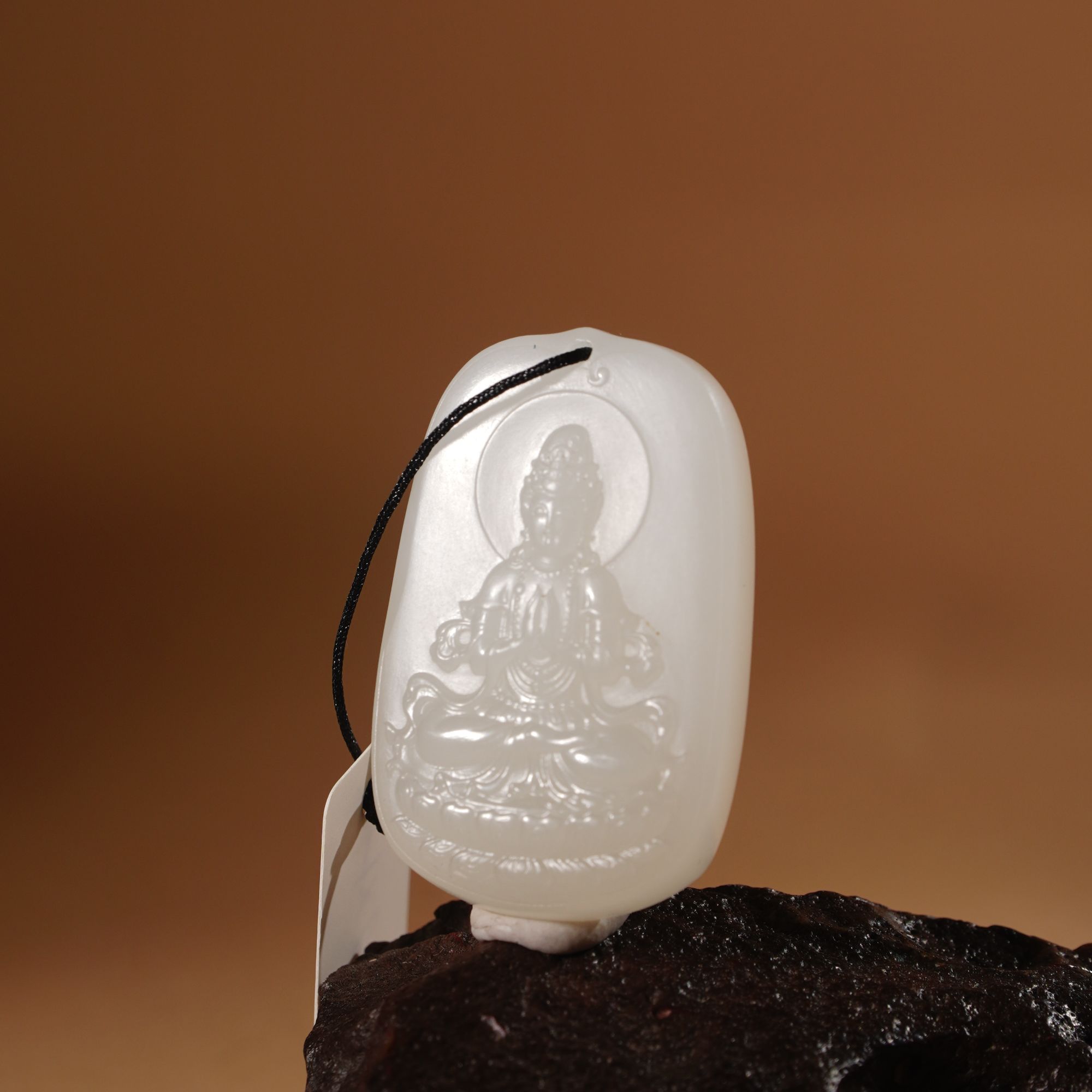 HX60005和田玉白玉观音牌吊坠